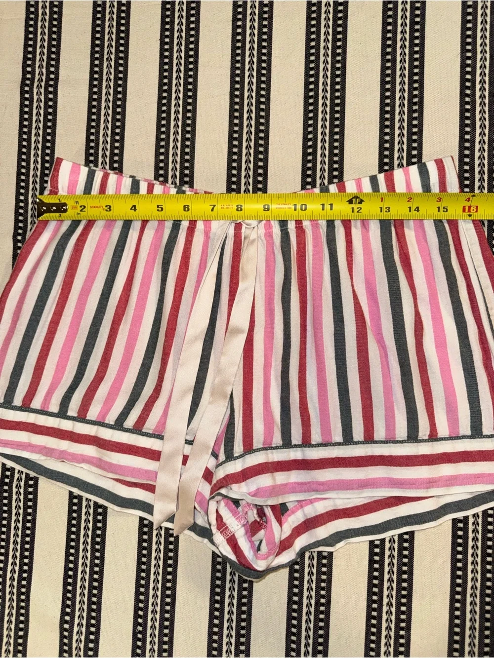 Victoria’s Secret Striped Short-Sleeve, Pink, Green & White PJ Set, M